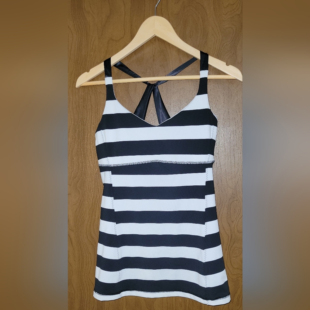 lululemon athletica Black and White Striped Tank Top